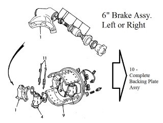 Brake Assembly Right Hand Rear 6" 202261X-RH