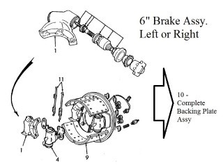 Brake Assembly Left Hand Rear 6" 202262X-LH
