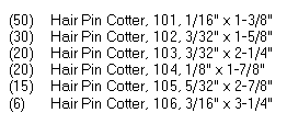 B1SB16 Hair Pin Cotter Assortment (141 pieces)