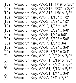 B1SB6 Woodruff Key Assortment (250 pieces)